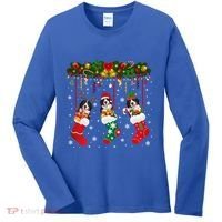 Bernese Mountain In Sock Xmas Reindeer Santa Elf Dog Gift Women's Long Sleeve Shirt thumb 0