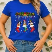 Bernese Mountain In Sock Xmas Reindeer Santa Elf Dog Gift Women's T-Shirt thumb 2