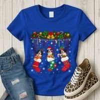 Bernese Mountain In Sock Xmas Reindeer Santa Elf Dog Gift Women's T-Shirt thumb 3