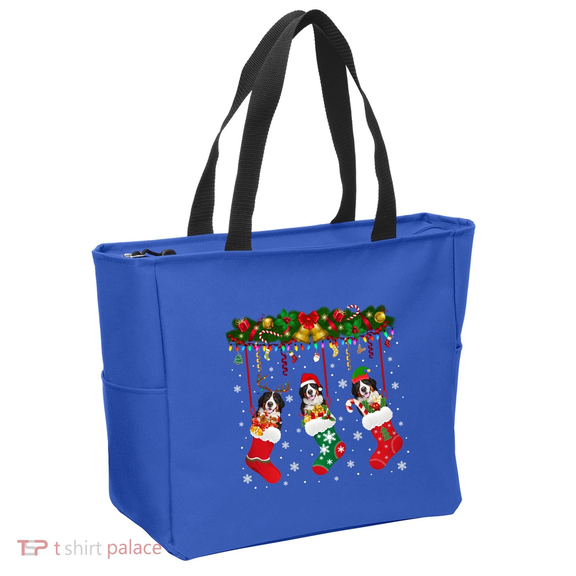 Bernese Mountain In Sock Xmas Reindeer Santa Elf Dog Gift Tote Bag