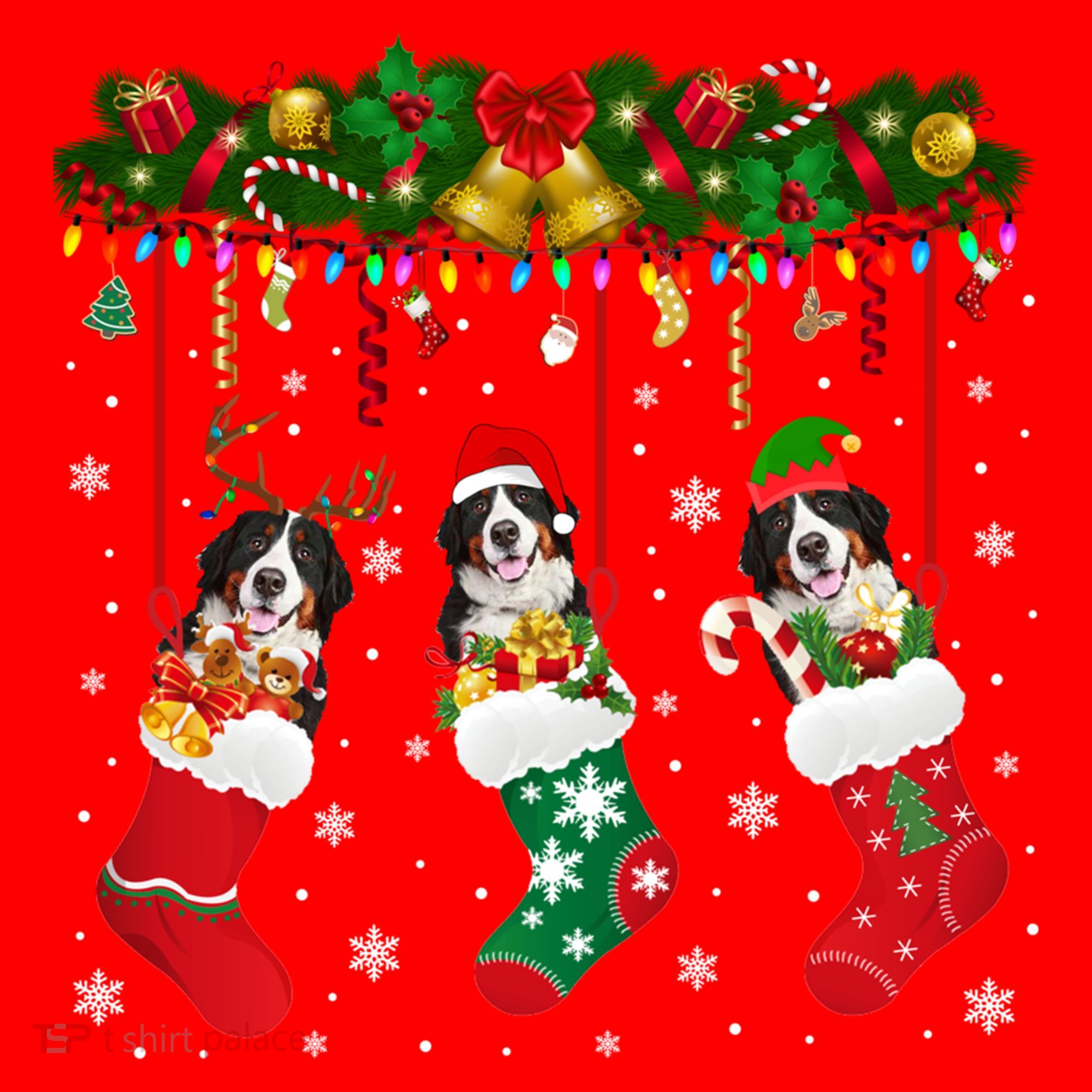 Bernese Mountain In Sock Xmas Reindeer Santa Elf Dog Gift Santa Hat