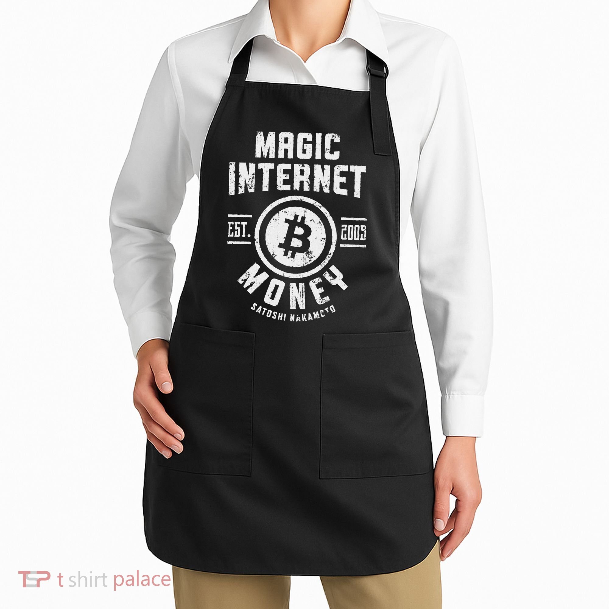 Bitcoin Magic Internet Money Btc Crypto Currency Blockchain Apron