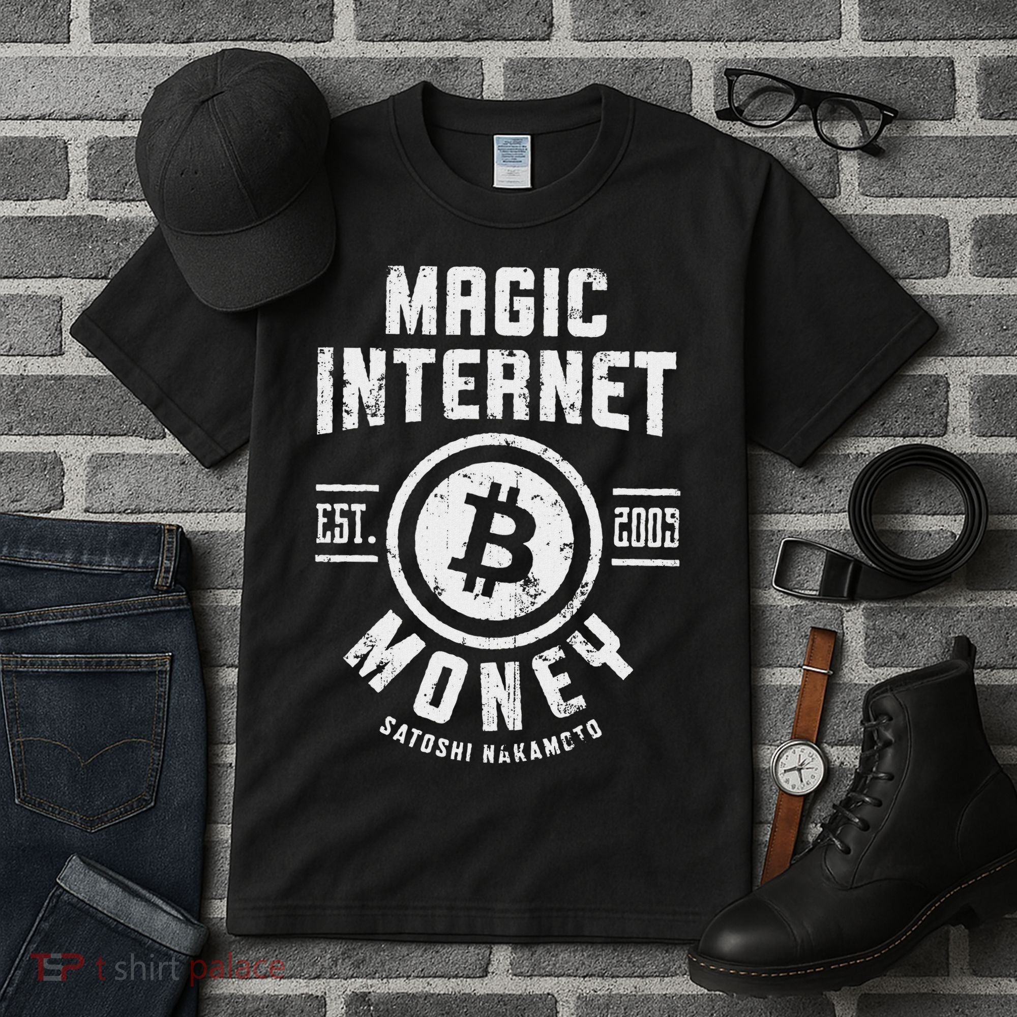 Bitcoin Magic Internet Money Btc Crypto Currency Blockchain Tall T-Shirt