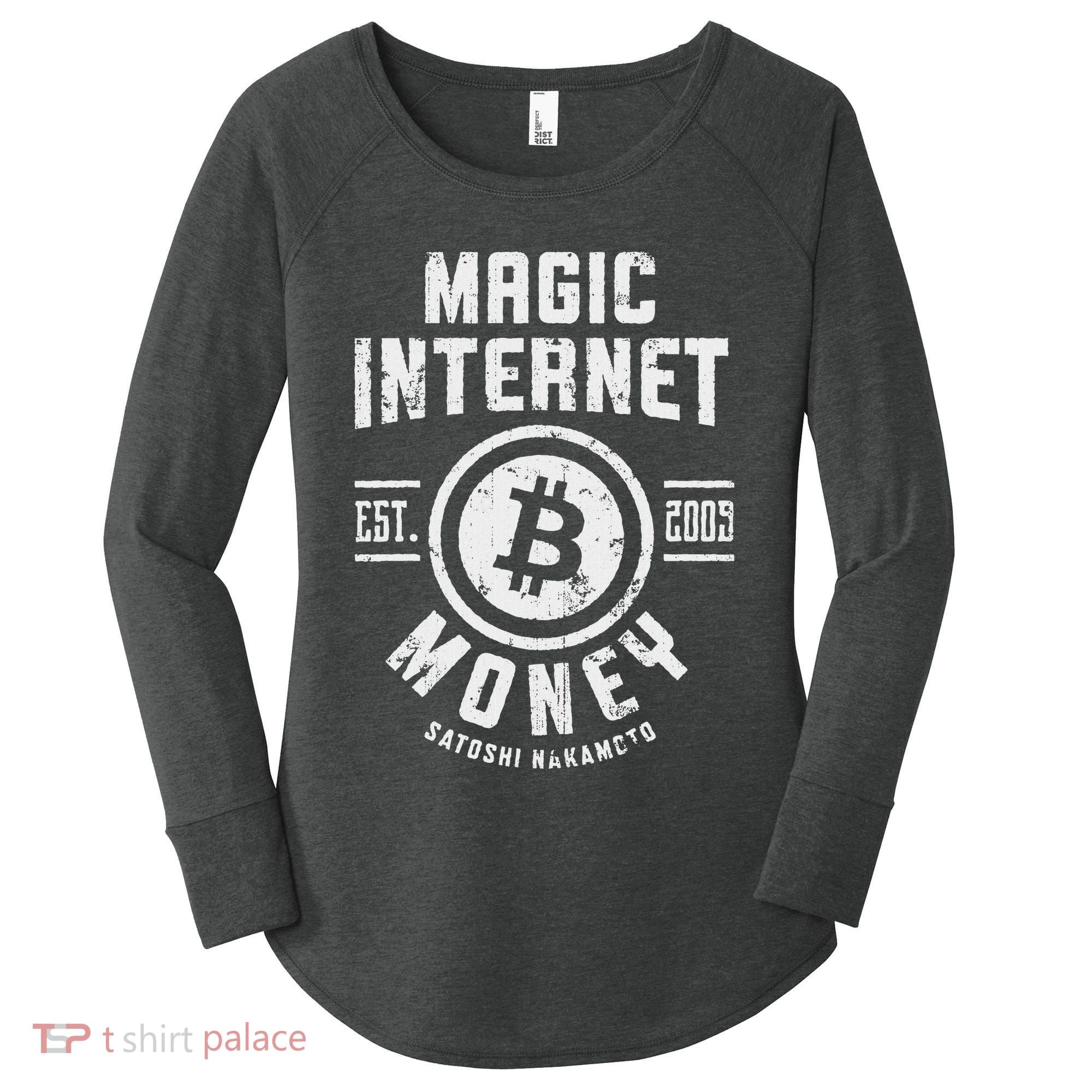 Bitcoin Magic Internet Money Btc Crypto Currency Blockchain Women's Perfect Tri Tunic Long Sleeve Shirt