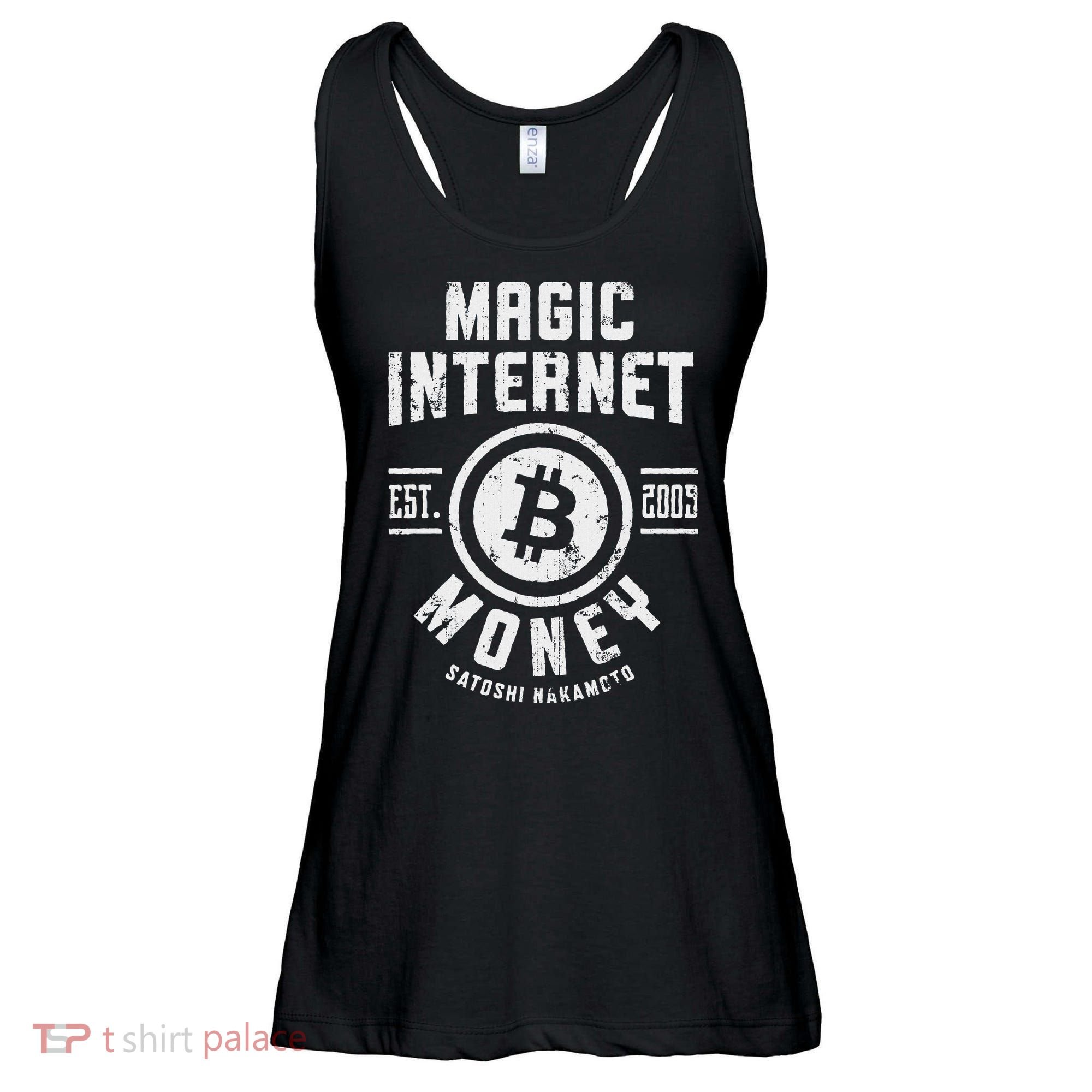 Bitcoin Magic Internet Money Btc Crypto Currency Blockchain Ladies Essential Flowy Tank