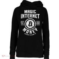 Bitcoin Magic Internet Money Btc Crypto Currency Blockchain Womens Funnel Neck Pullover Hood thumb 0