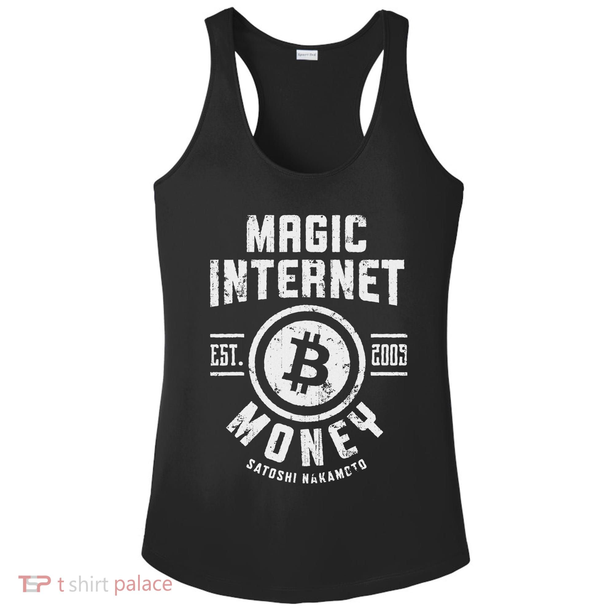 Bitcoin Magic Internet Money Btc Crypto Currency Blockchain Ladies PosiCharge Competitor Racerback Tank