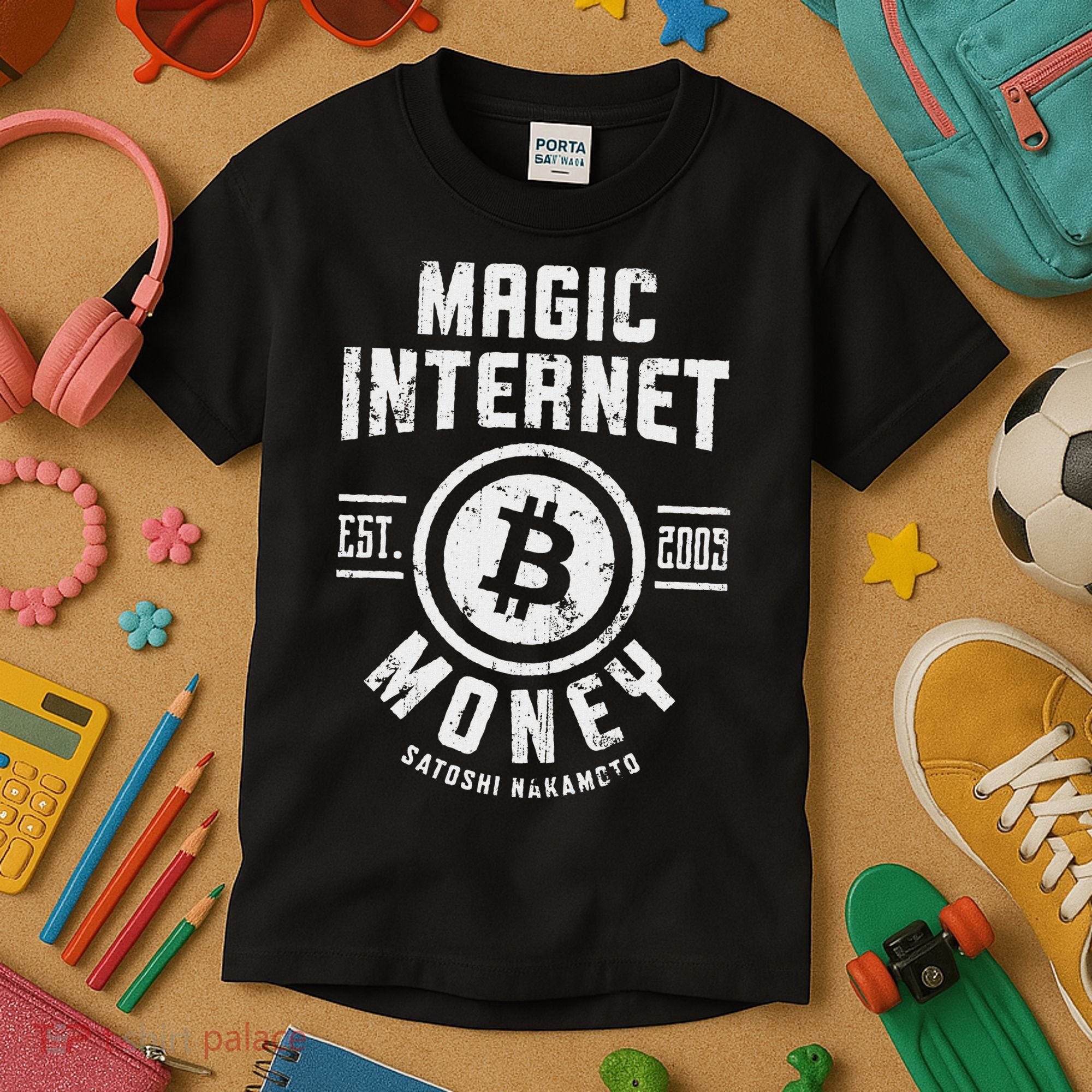 Bitcoin Magic Internet Money Btc Crypto Currency Blockchain Kids T-Shirt