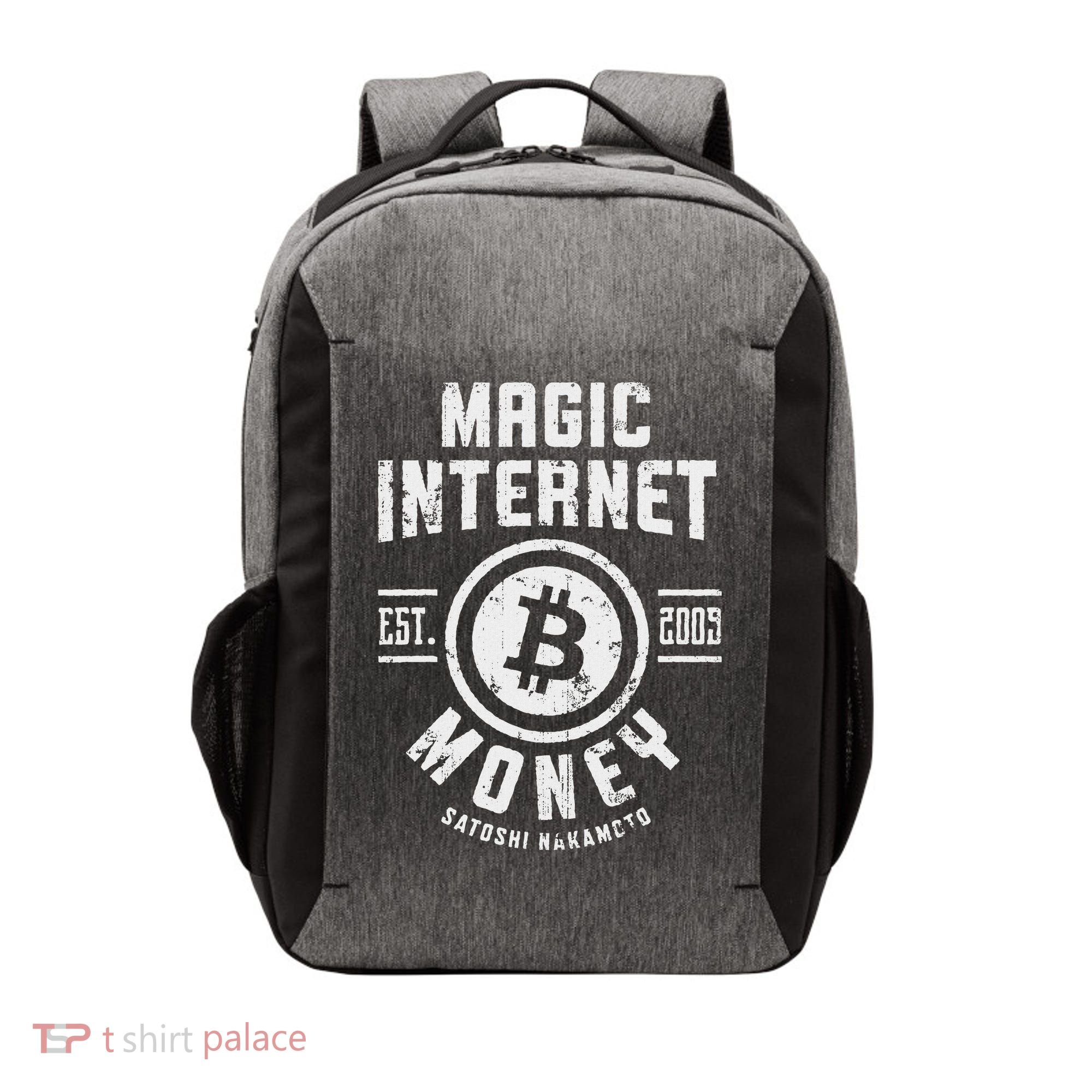 Bitcoin Magic Internet Money Btc Crypto Currency Blockchain Vector Backpack