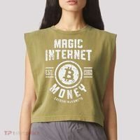 Bitcoin Magic Internet Money Btc Crypto Currency Blockchain Garment-Dyed Women's Muscle Tee thumb 2