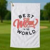 Best Mom In The World Cute Mother's Day Golf Towel thumb 1