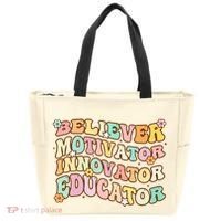 Believer Motivator Innovator Educator Retro Teacher Gifts Tote Bag thumb 0