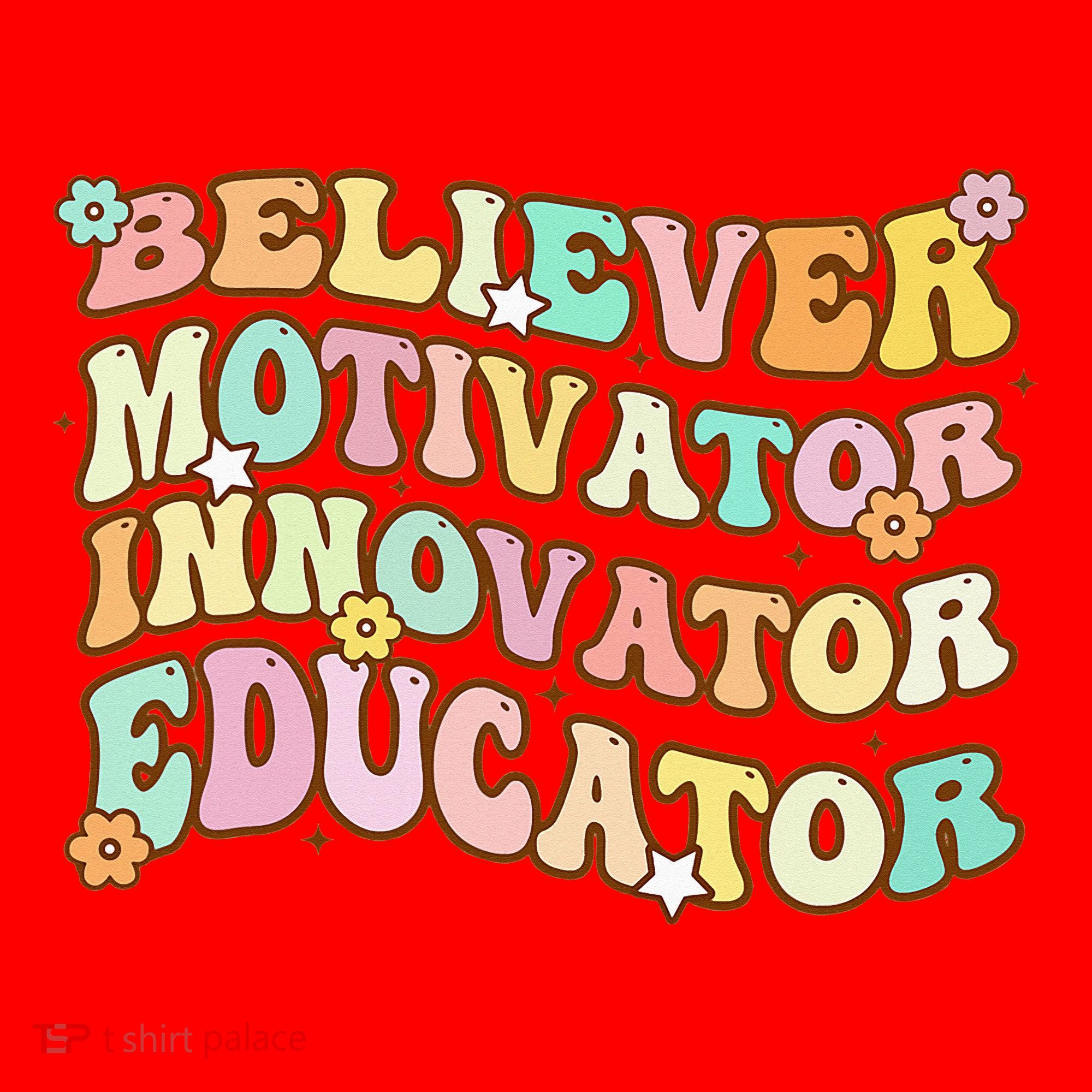 Believer Motivator Innovator Educator Retro Teacher Gifts Santa Hat