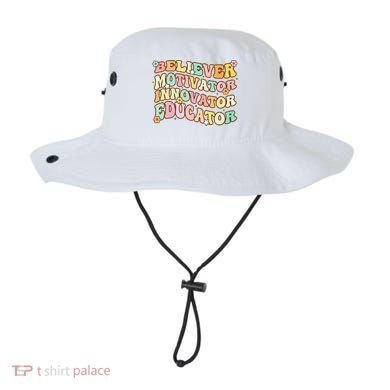 Believer Motivator Innovator Educator Retro Teacher Gifts Bucket Hat