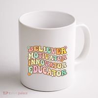 Believer Motivator Innovator Educator Retro Teacher Gifts Coffee Mug thumb 1