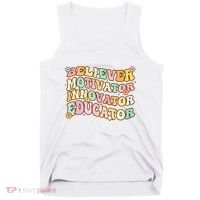 Believer Motivator Innovator Educator Retro Teacher Gifts Tank Top thumb 0