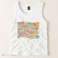 Believer Motivator Innovator Educator Retro Teacher Gifts Tank Top thumb 2