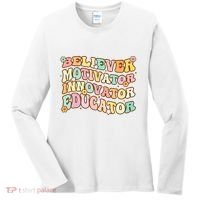 Believer Motivator Innovator Educator Retro Teacher Gifts Women's Long Sleeve Shirt thumb 0