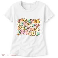 Believer Motivator Innovator Educator Retro Teacher Gifts Women's T-Shirt thumb 0