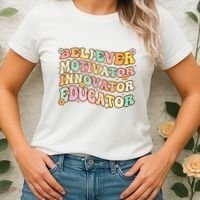 Believer Motivator Innovator Educator Retro Teacher Gifts Women's T-Shirt thumb 2