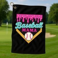 Baseball Mama Ice Cream Drip Golf Towel thumb 1