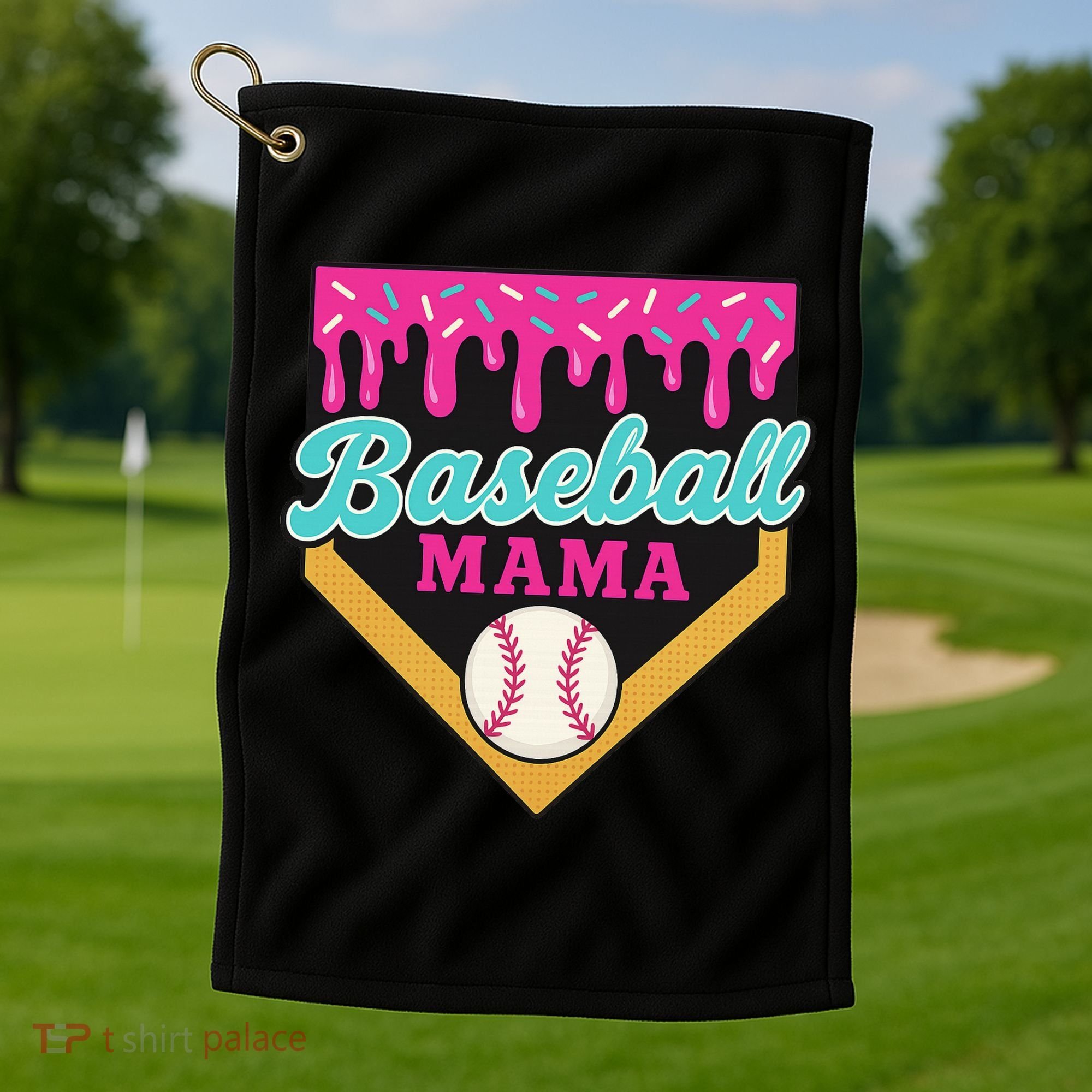 Baseball Mama Ice Cream Drip Golf Towel