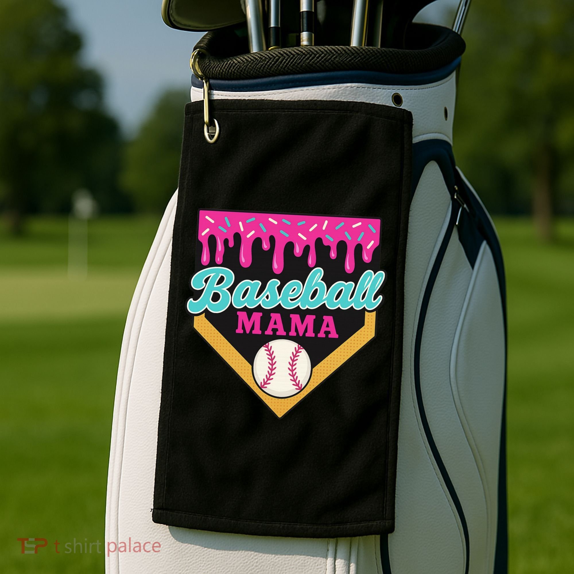 Baseball Mama Ice Cream Drip Golf Towel