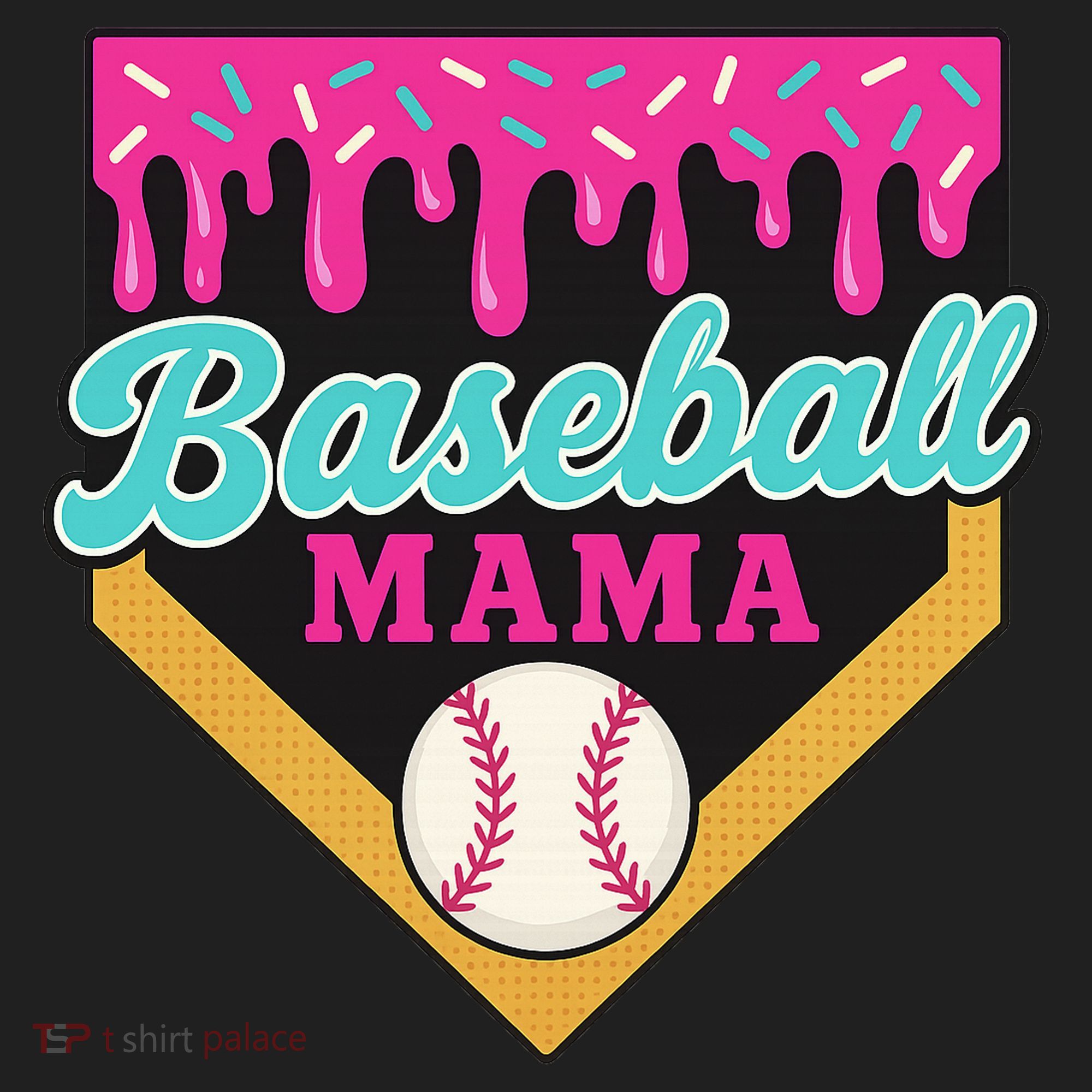 Baseball Mama Ice Cream Drip Golf Towel