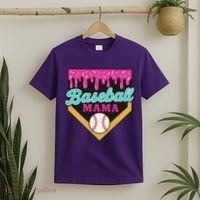 Baseball Mama Ice Cream Drip T-Shirt thumb 2