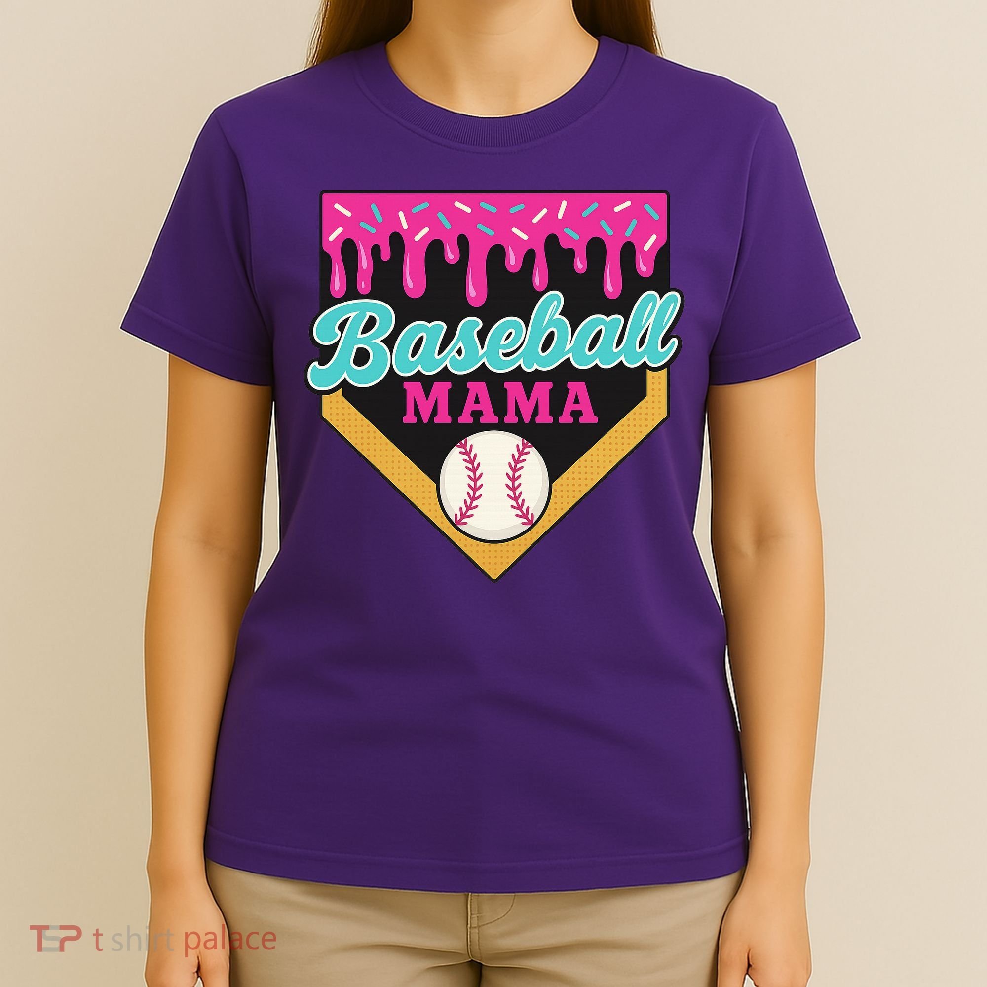 Baseball Mama Ice Cream Drip T-Shirt