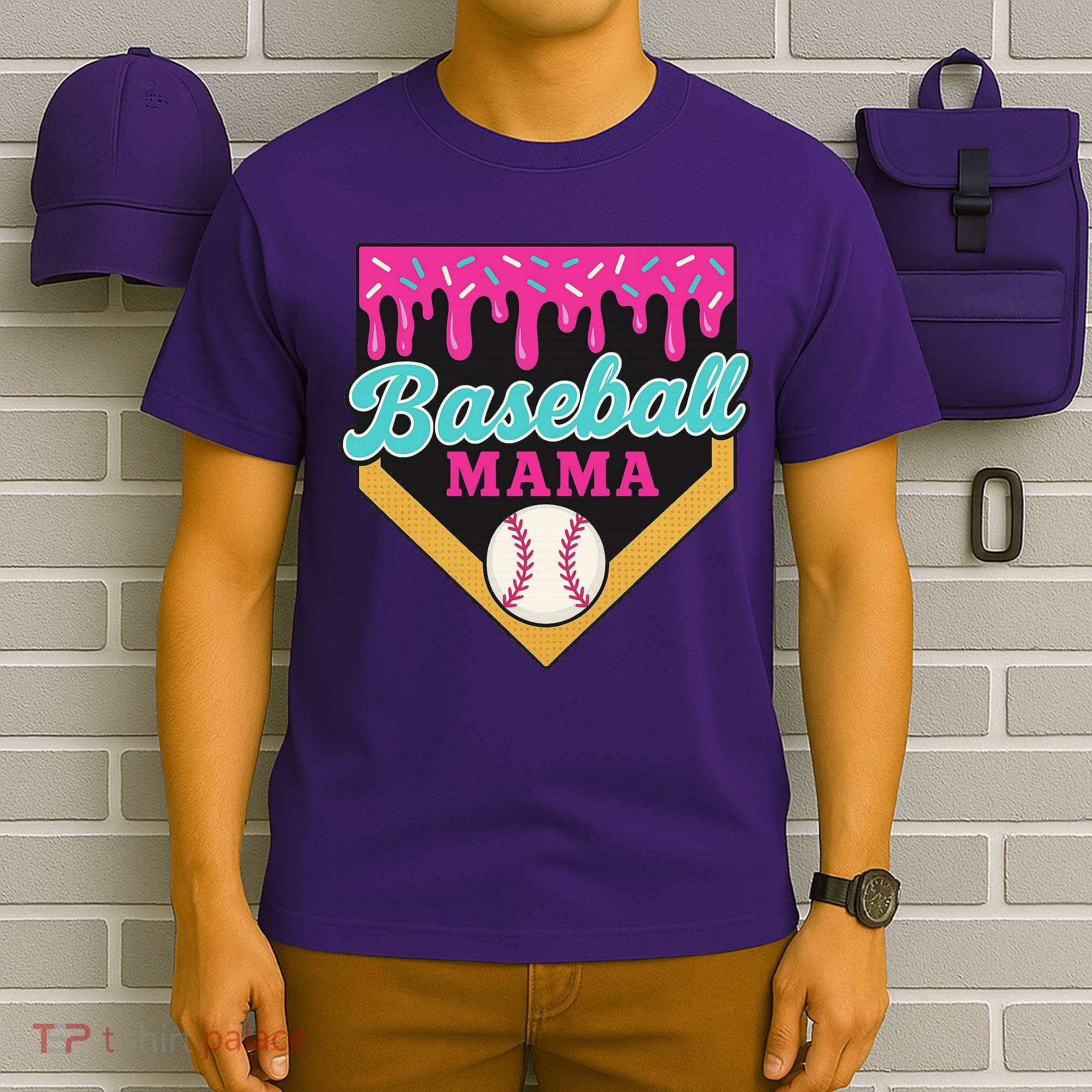Baseball Mama Ice Cream Drip T-Shirt