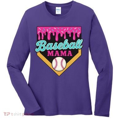 Baseball Mama Ice Cream Drip Women's Long Sleeve Shirt