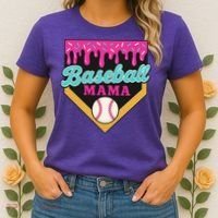 Baseball Mama Ice Cream Drip Women's T-Shirt thumb 2