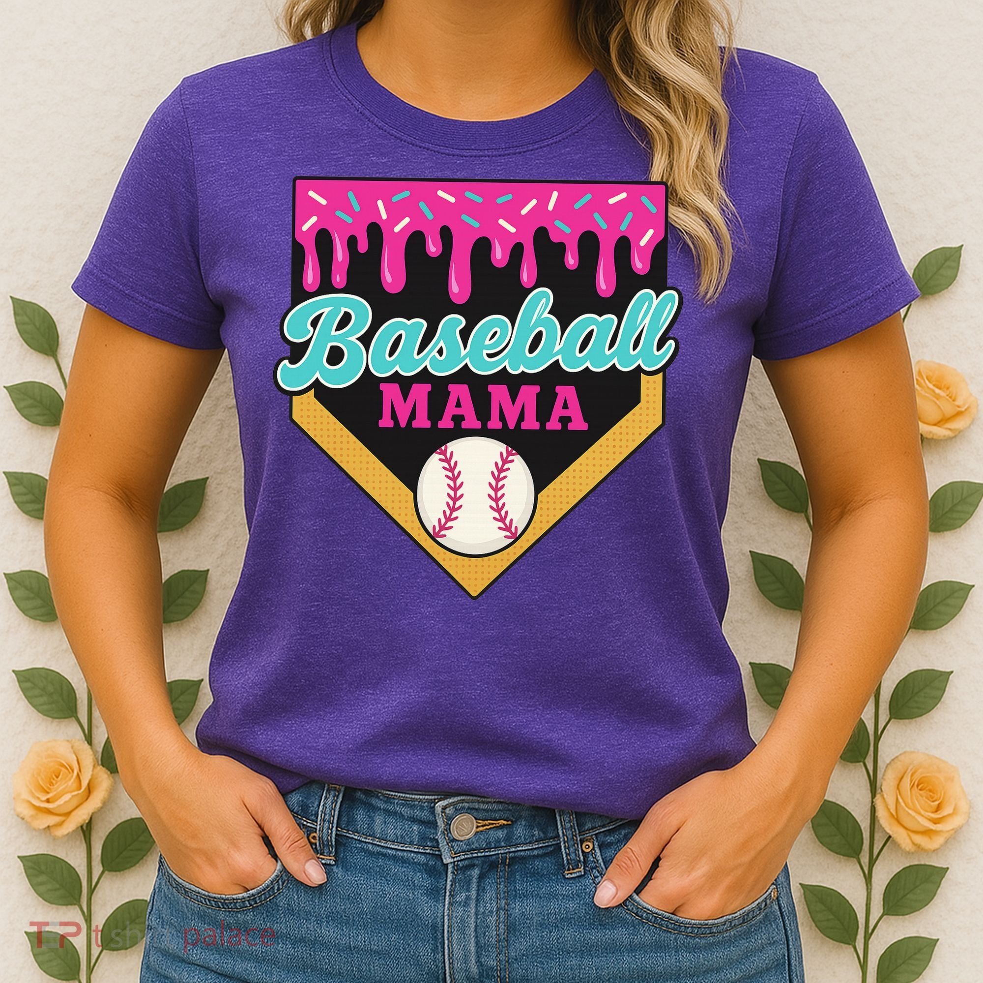 Baseball Mama Ice Cream Drip Women's T-Shirt