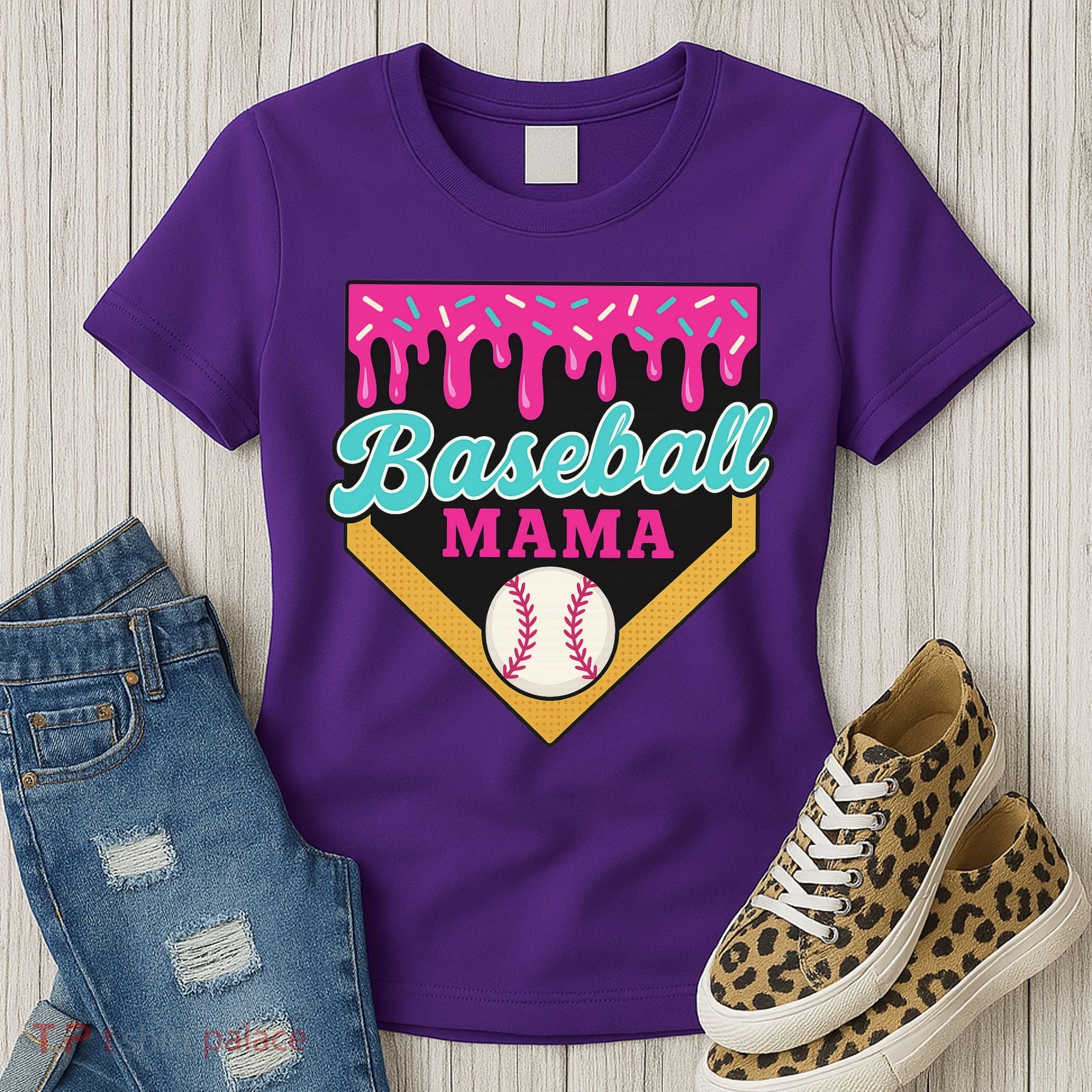 Baseball Mama Ice Cream Drip Women's T-Shirt