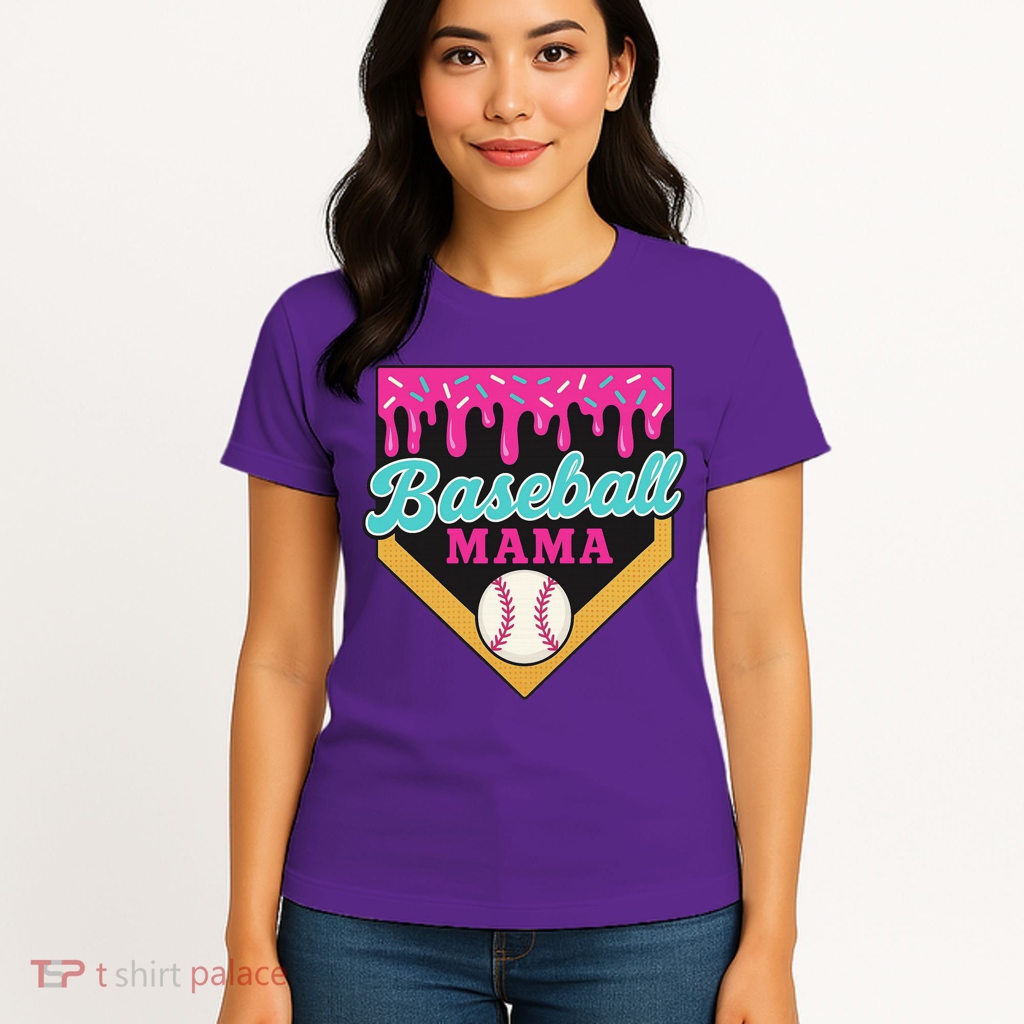 Baseball Mama Ice Cream Drip Women's T-Shirt