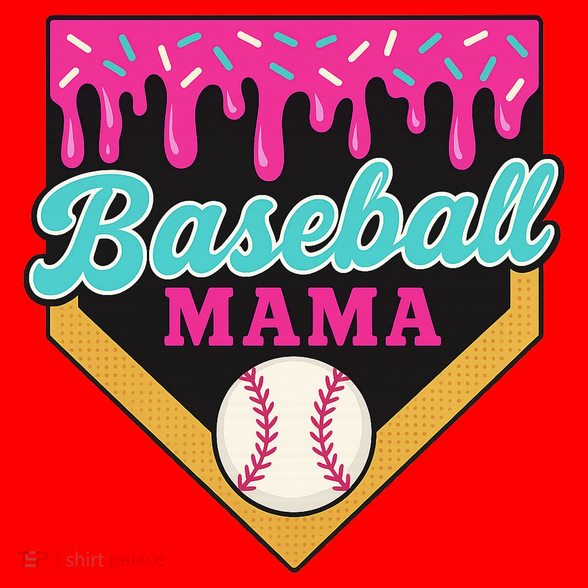 Baseball Mama Ice Cream Drip Santa Hat