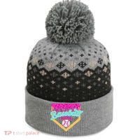 Baseball Mama Ice Cream Drip Funny Baseball Mother's Day  The Baniff Cuffed Pom Beanie thumb 0