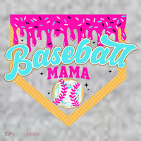 Baseball Mama Ice Cream Drip Funny Baseball Mother's Day  The Baniff Cuffed Pom Beanie thumb 2