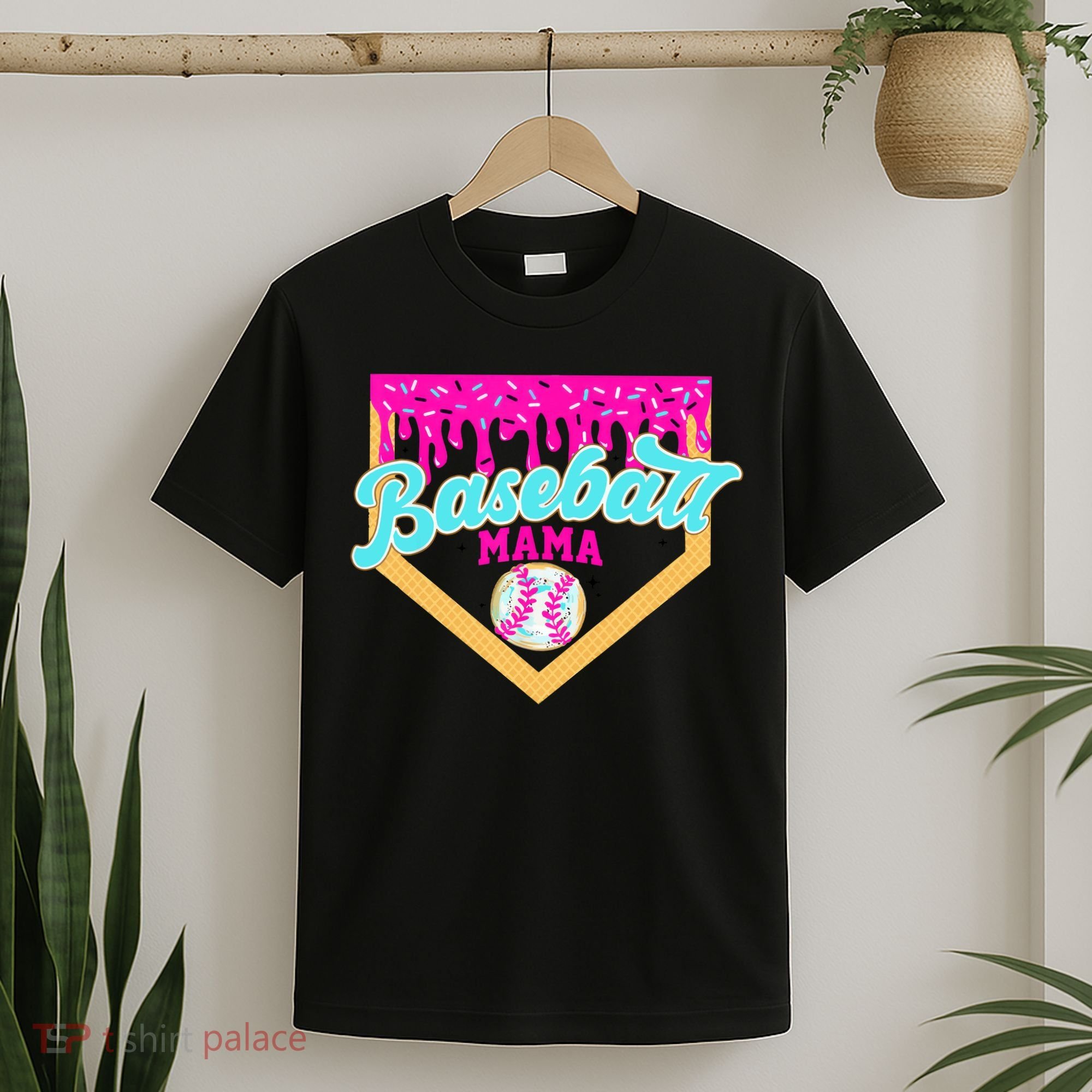 Baseball Mama Ice Cream Drip Funny Baseball Mother's Day  T-Shirt