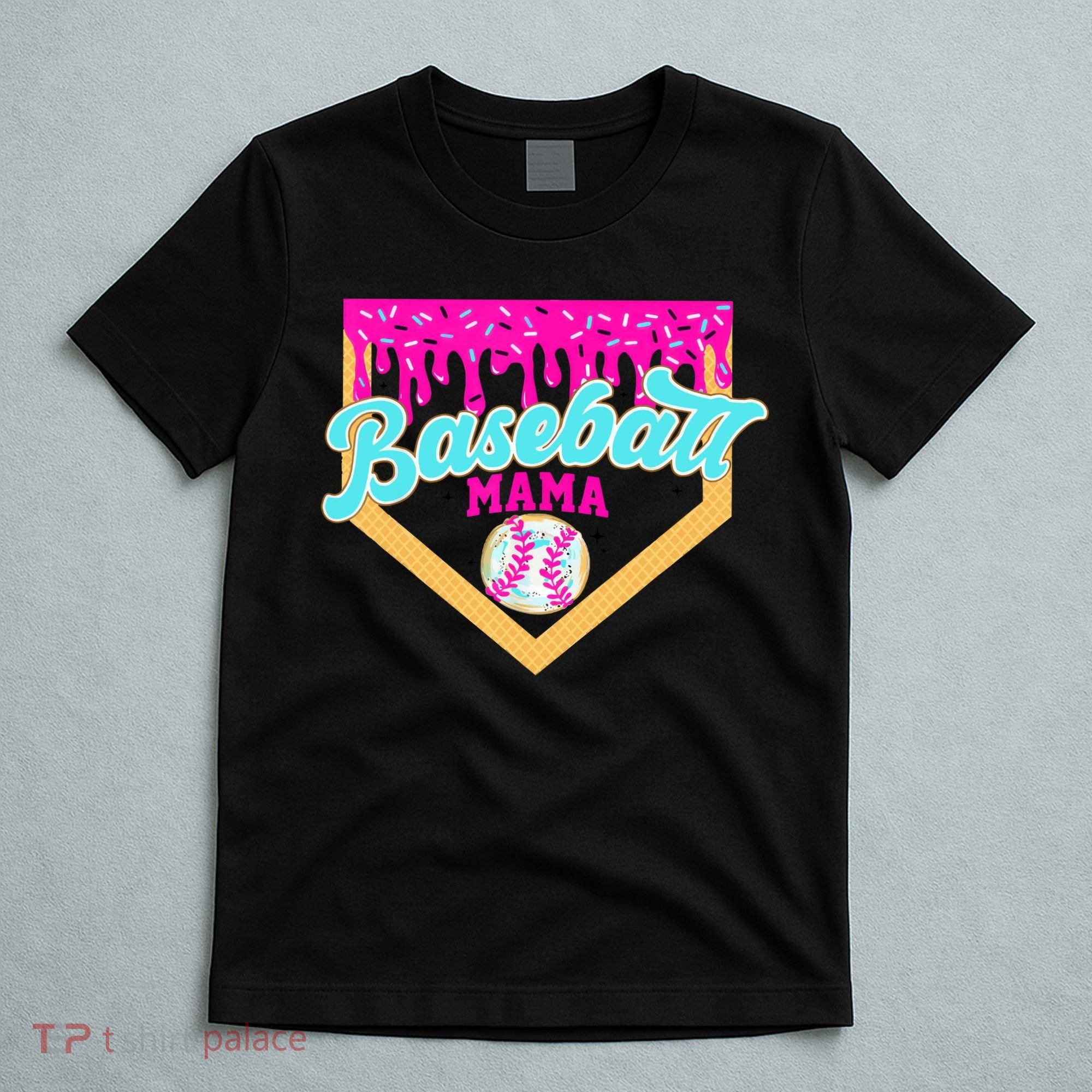 Baseball Mama Ice Cream Drip Funny Baseball Mother's Day  T-Shirt