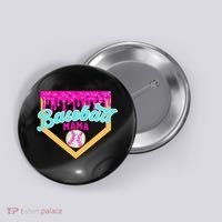 Baseball Mama Ice Cream Drip Funny Baseball Mother's Day  Button thumb 0