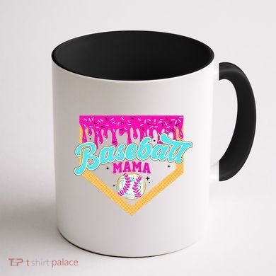 Baseball Mama Ice Cream Drip Funny Baseball Mother's Day  Coffee Mug back