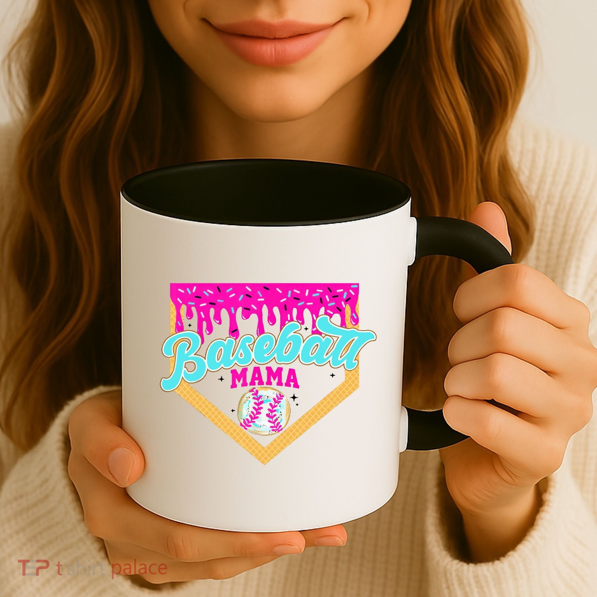 Baseball Mama Ice Cream Drip Funny Baseball Mother's Day  Coffee Mug