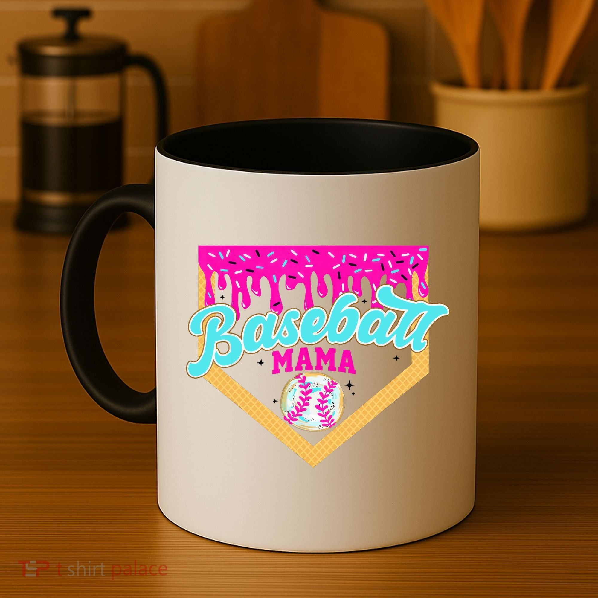 Baseball Mama Ice Cream Drip Funny Baseball Mother's Day  Coffee Mug
