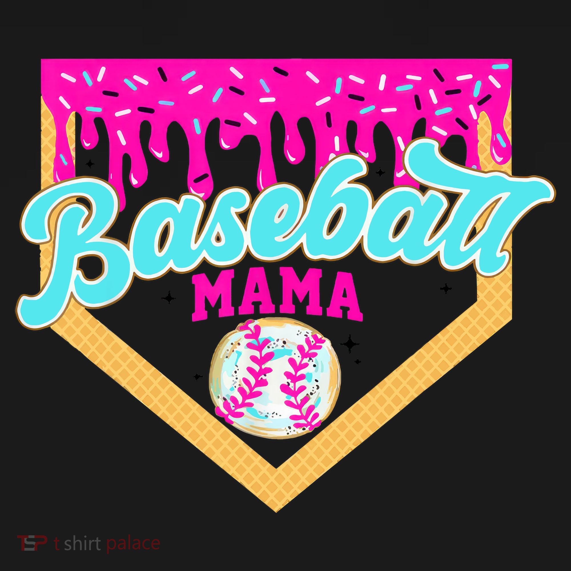 Baseball Mama Ice Cream Drip Funny Baseball Mother's Day  Women's Hoodie