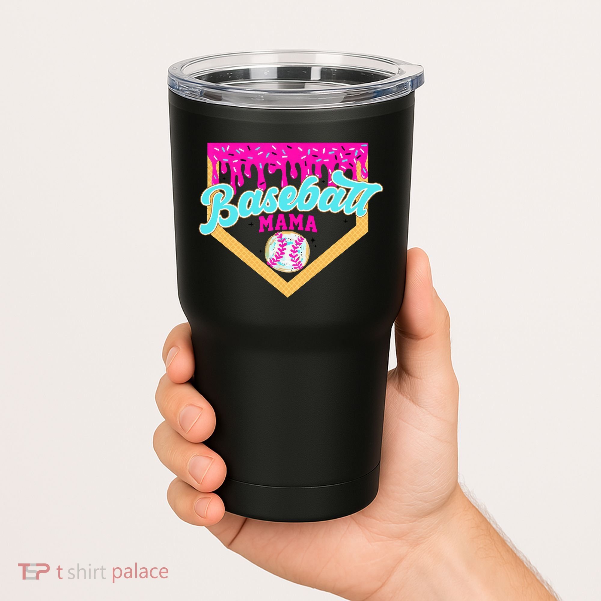 Baseball Mama Ice Cream Drip Funny Baseball Mother's Day  Tumbler