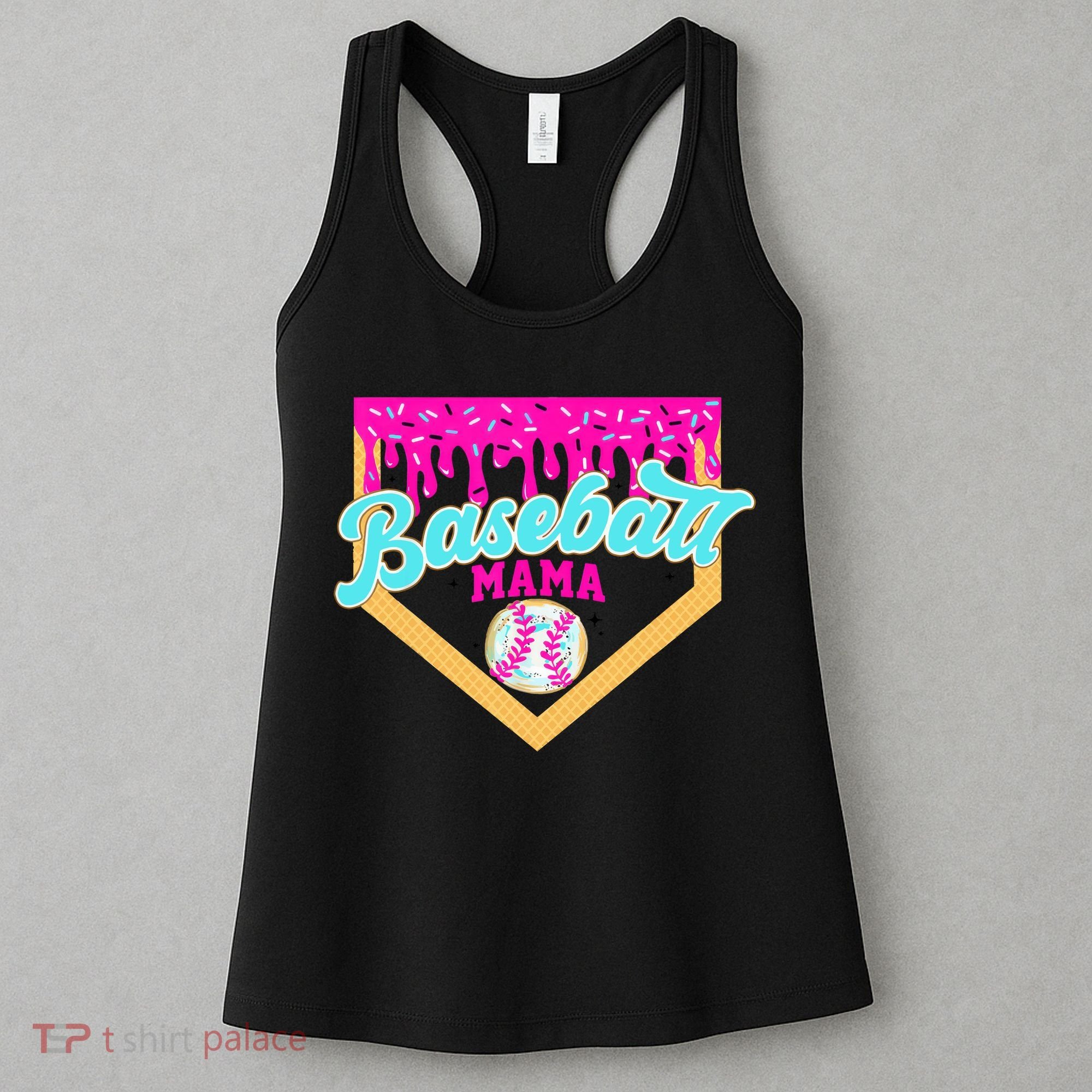 Baseball Mama Ice Cream Drip Funny Baseball Mother's Day  Women's Tank Top