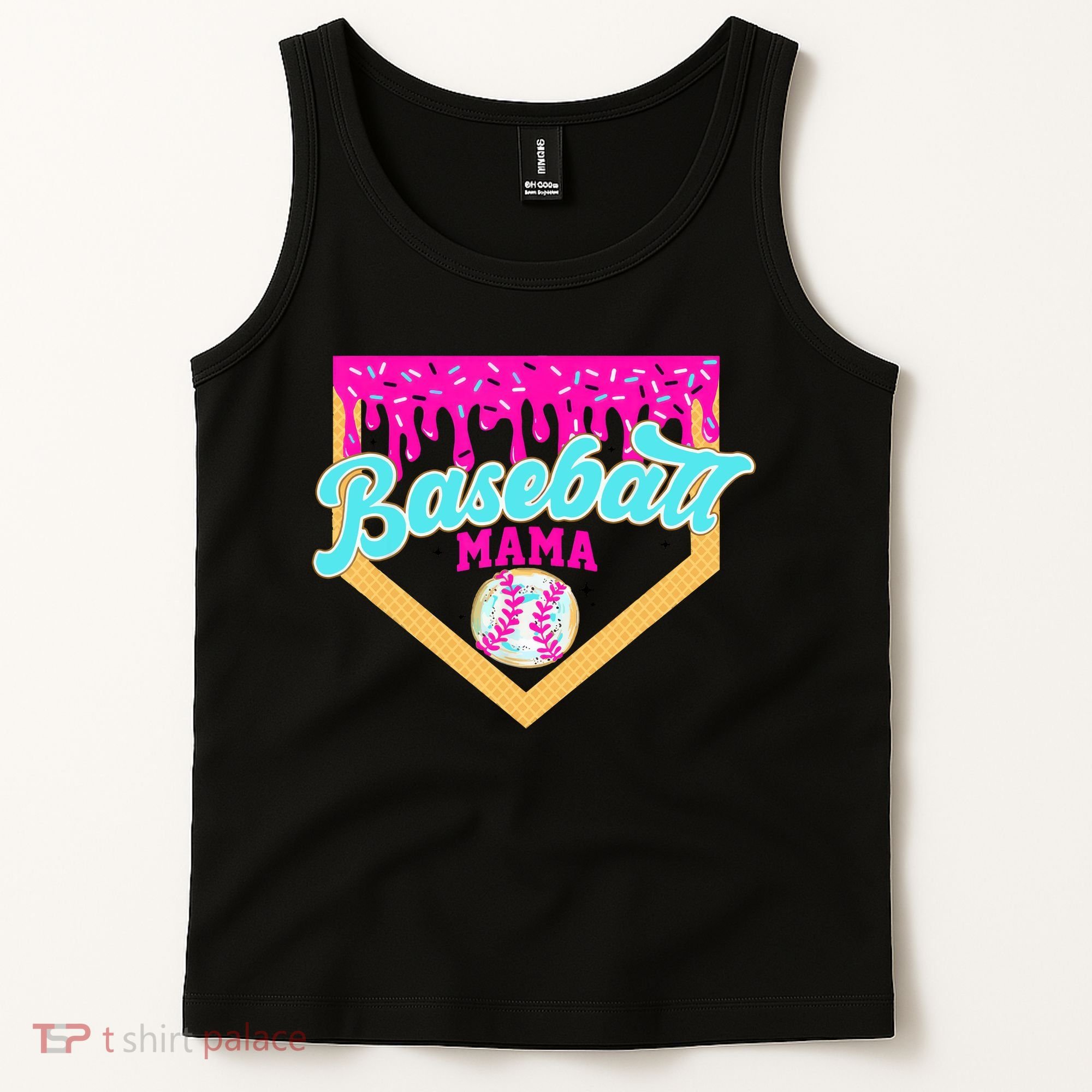 Baseball Mama Ice Cream Drip Funny Baseball Mother's Day  Tank Top