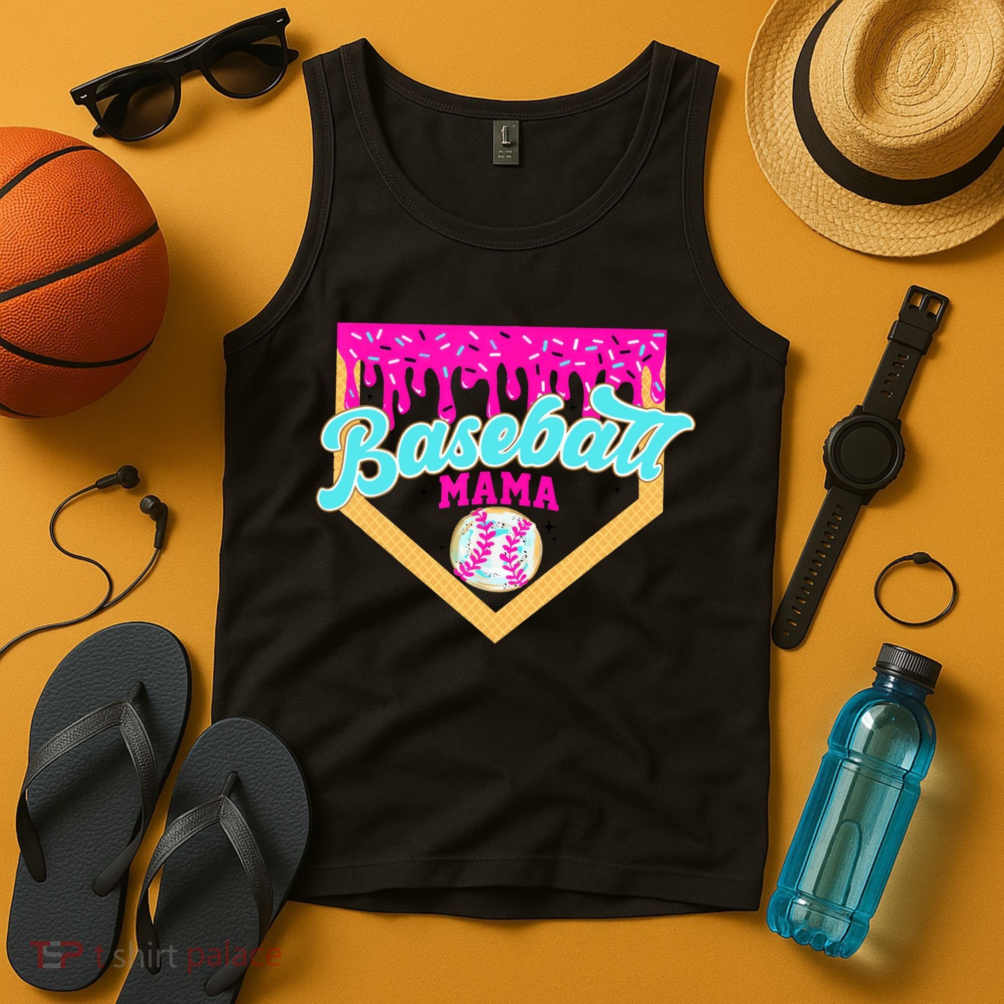 Baseball Mama Ice Cream Drip Funny Baseball Mother's Day  Tank Top